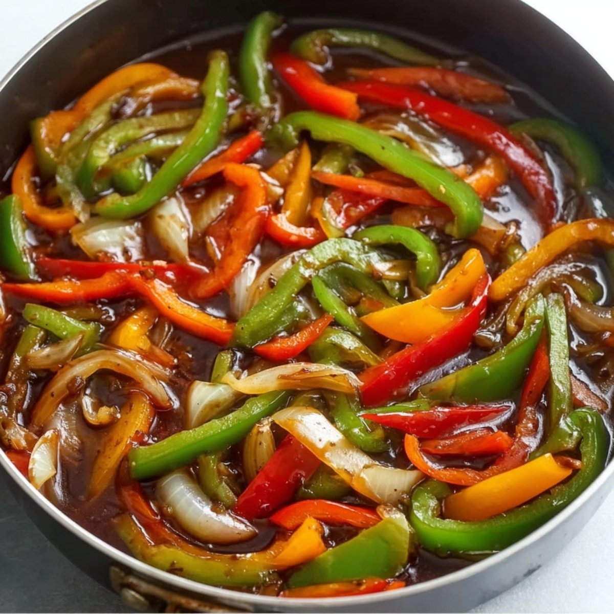 Pour in the sauce mixture you made earlier and bring everything to a boil. Let it simmer for 2 to 3 minutes so the flavors can come together. Give your cornstarch slurry a quick shake, then slowly stir it into the bubbling sauce. Keep stirring and let it simmer until the sauce thickens to your liking. If it gets too thick, you can add a splash of broth. Once it's glossy and thick, reduce the heat to low.