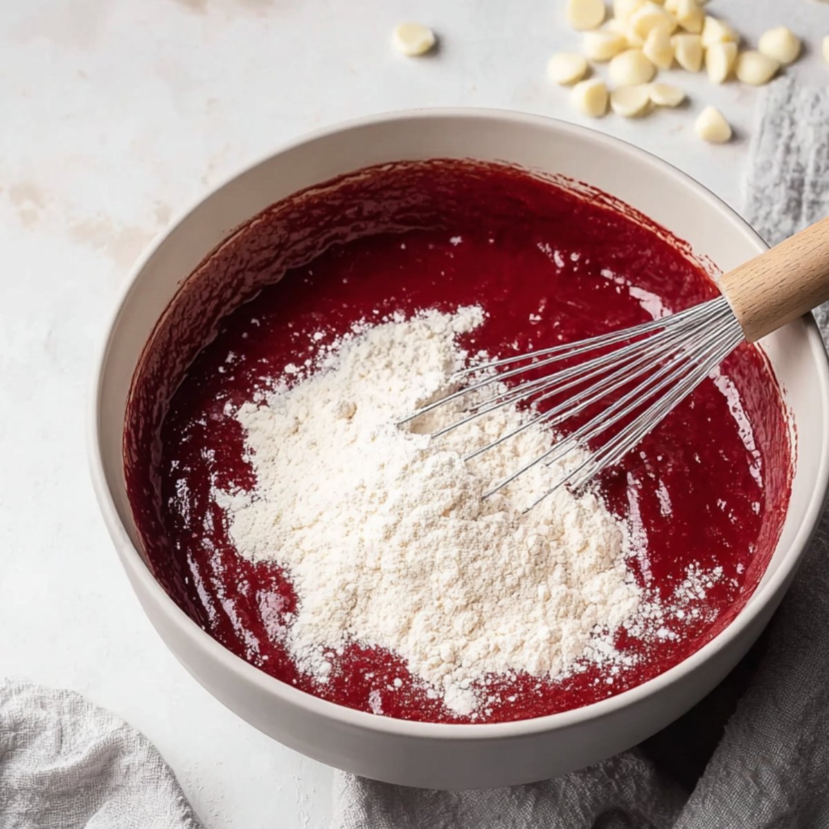 Switch to a rubber spatula or wooden spoon. Fold in the flour, cornstarch, and salt, stirring just until you don't see any dry pockets. The batter should be smooth but not overmixed.