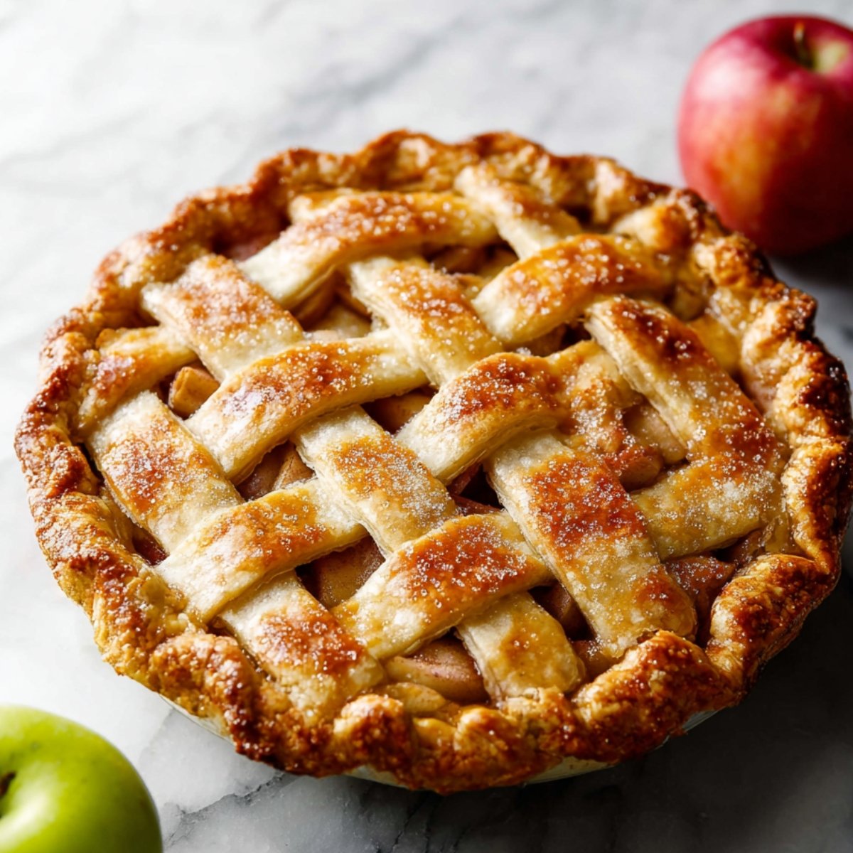 Place the pie on the middle oven rack and bake for 25 minutes. Then lower the temperature to 375°F (190°C) and bake for another 35 to 45 minutes, until the crust is golden brown and you see bubbles around the edges.