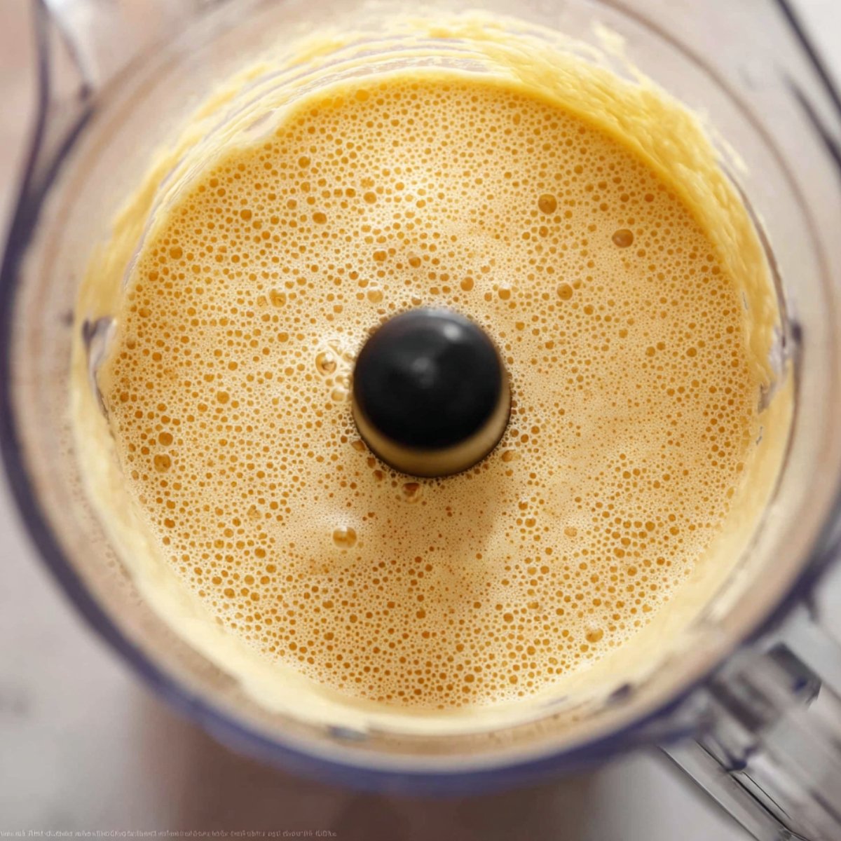 Place the eggs in a blender and blend on medium-high speed until they're frothy and fluffy, about 45 seconds. This step adds air and helps the pancake puff up.