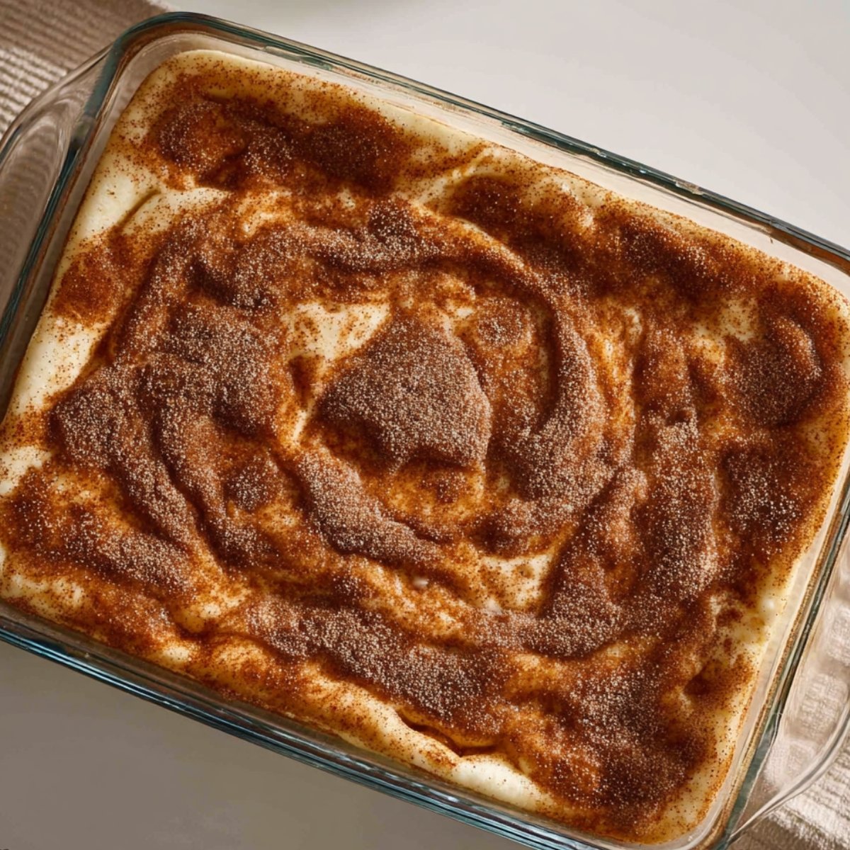 Pour the melted butter over the top layer of dough. Use a spoon or pastry brush to spread it into an even layer. Then sprinkle the rest of the cinnamon sugar all over the top. Don't be shy. This is what makes it taste like a churro cinnamon topping.