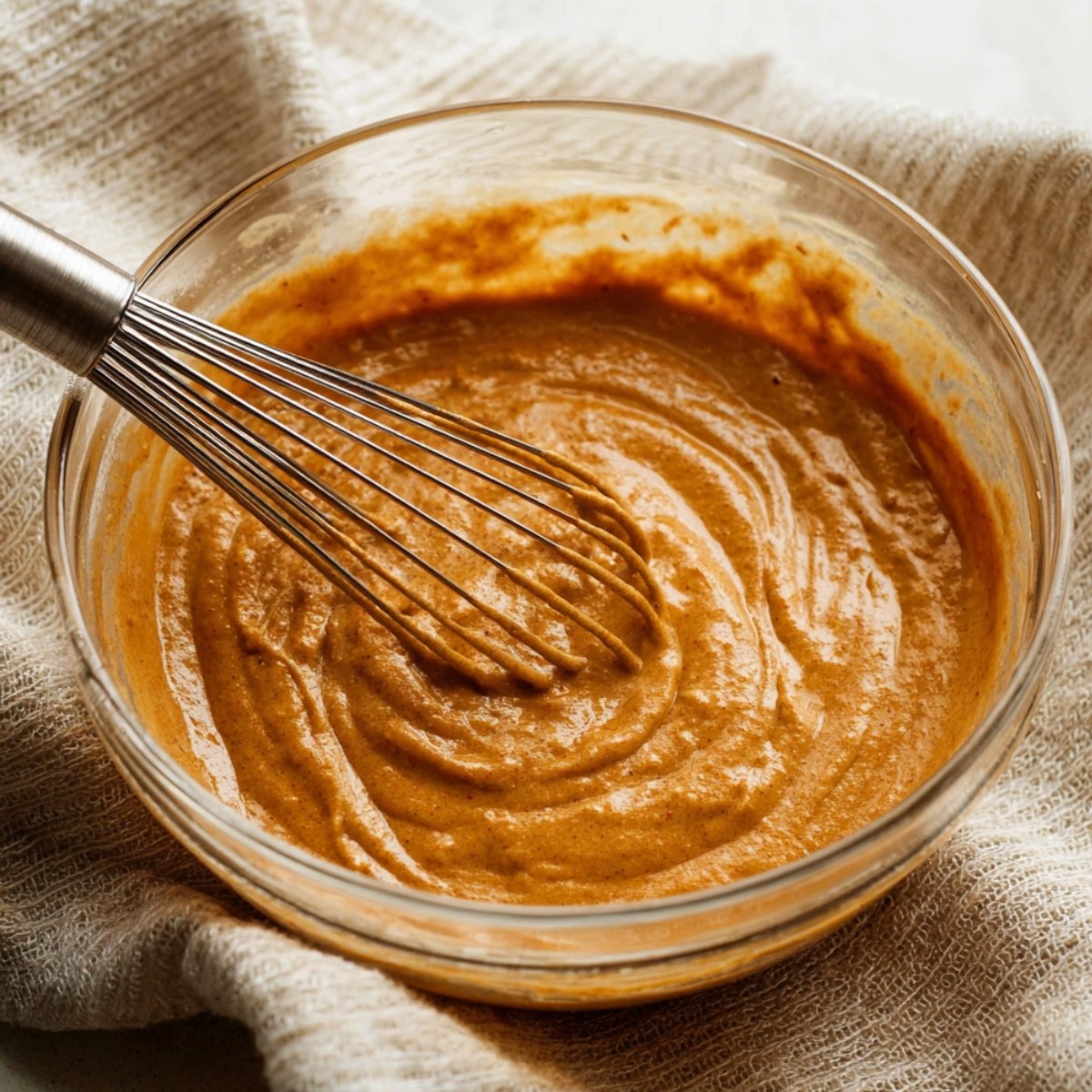 Pour the wet ingredients into the bowl with the dry ingredients. Gently whisk until just combined. Don't over-mix or the donuts will turn out tough. A few small lumps are fine.