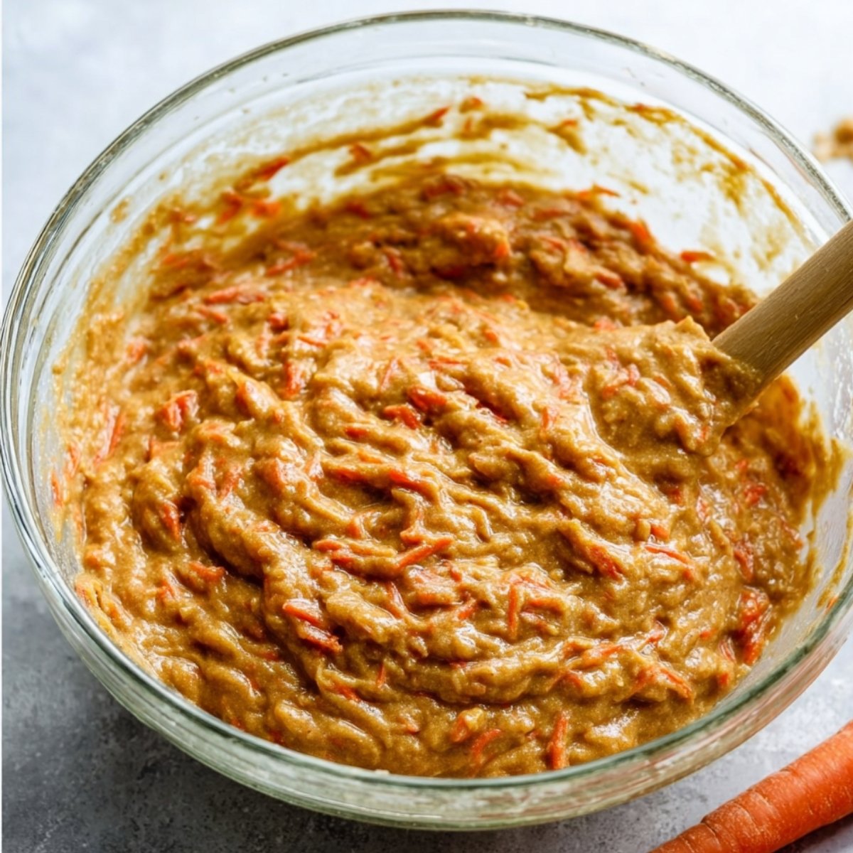 Pour the wet mixture into the dry ingredients and gently fold or whisk until you don't see any dry flour streaks. The batter will be slightly thick and smell amazing.