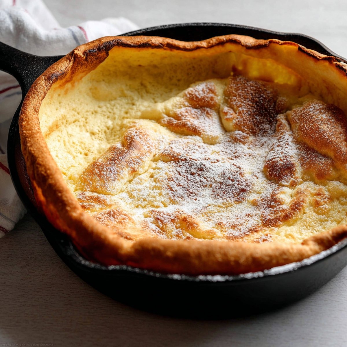 Without opening the oven door, reduce the temperature to 350°F (177°C) and bake for another 10 minutes, or until the edges and center are golden brown and puffed.