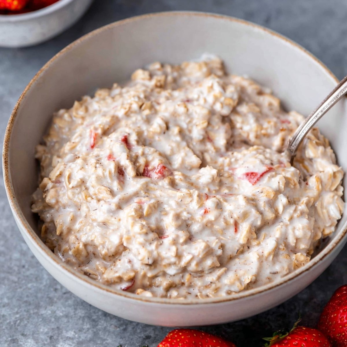 Pour your rolled oats into the creamy mixture and stir gently but thoroughly. Make sure every oat is coated with the cream cheese mixture. This ensures even flavor distribution and prevents dry pockets. If you're adding chia seeds or protein powder, fold them in now while everything is still easy to mix.