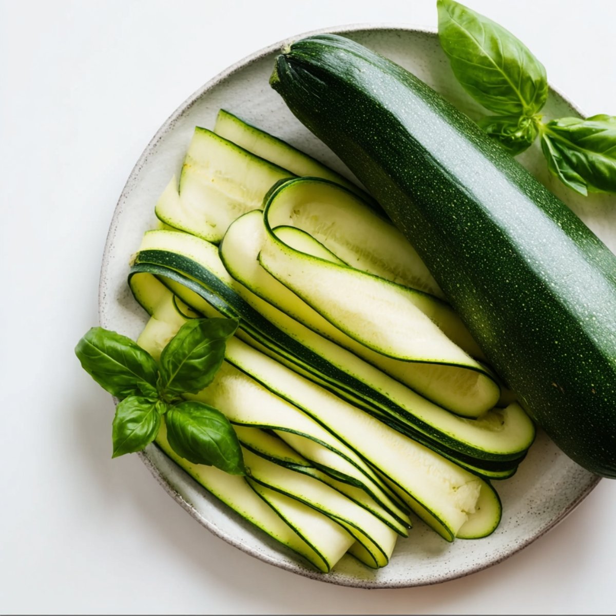 Cut each zucchini lengthwise into thin ribbons, about ¼-inch thick if you can. A mandoline makes this super easy, but a sharp knife works just fine. Set them aside on a clean kitchen towel.